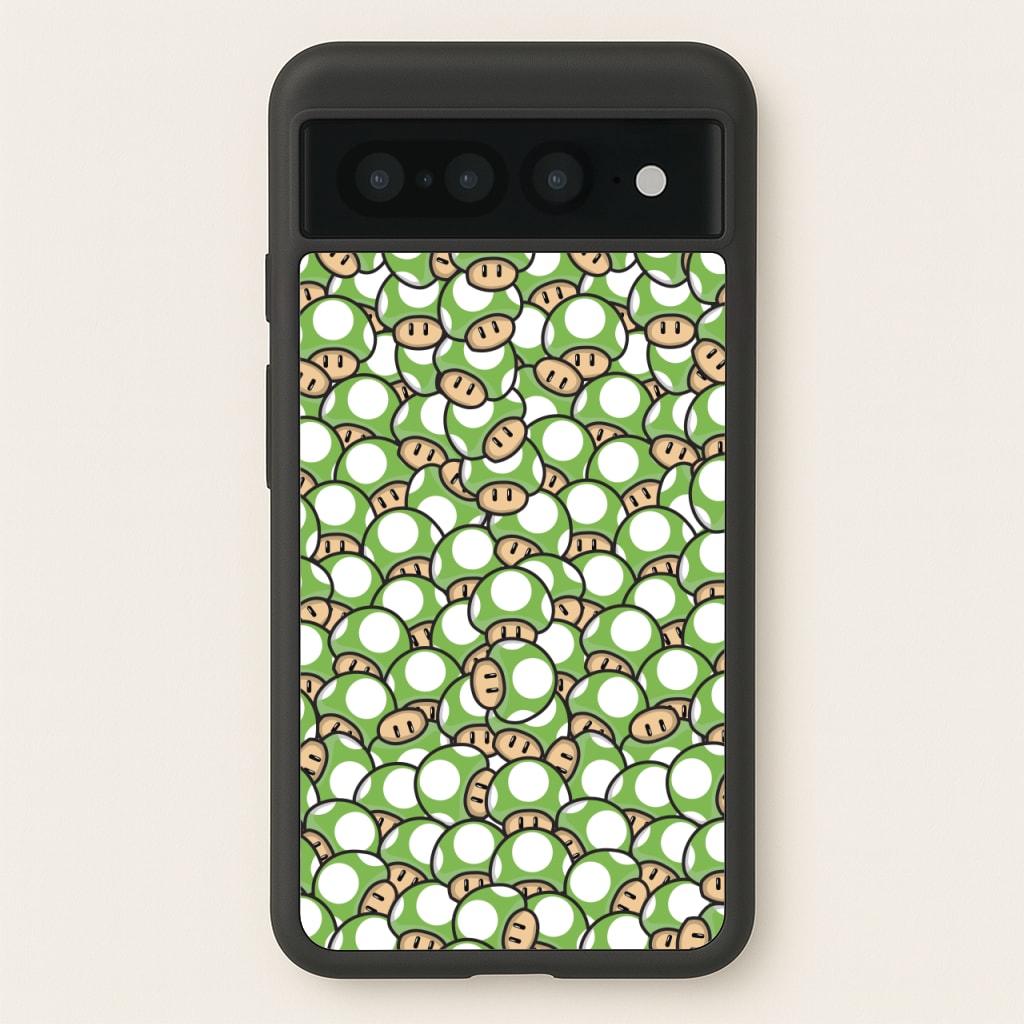 Mushroom Pattern - Green - The Super Mario Bros Phone Case for Google Pixel 7 Pro