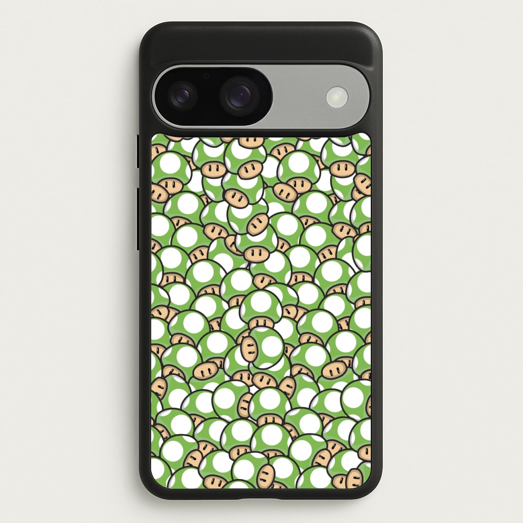 Mushroom Pattern - Green - The Super Mario Bros Phone Case for Google Pixel 9 / 9 Pro