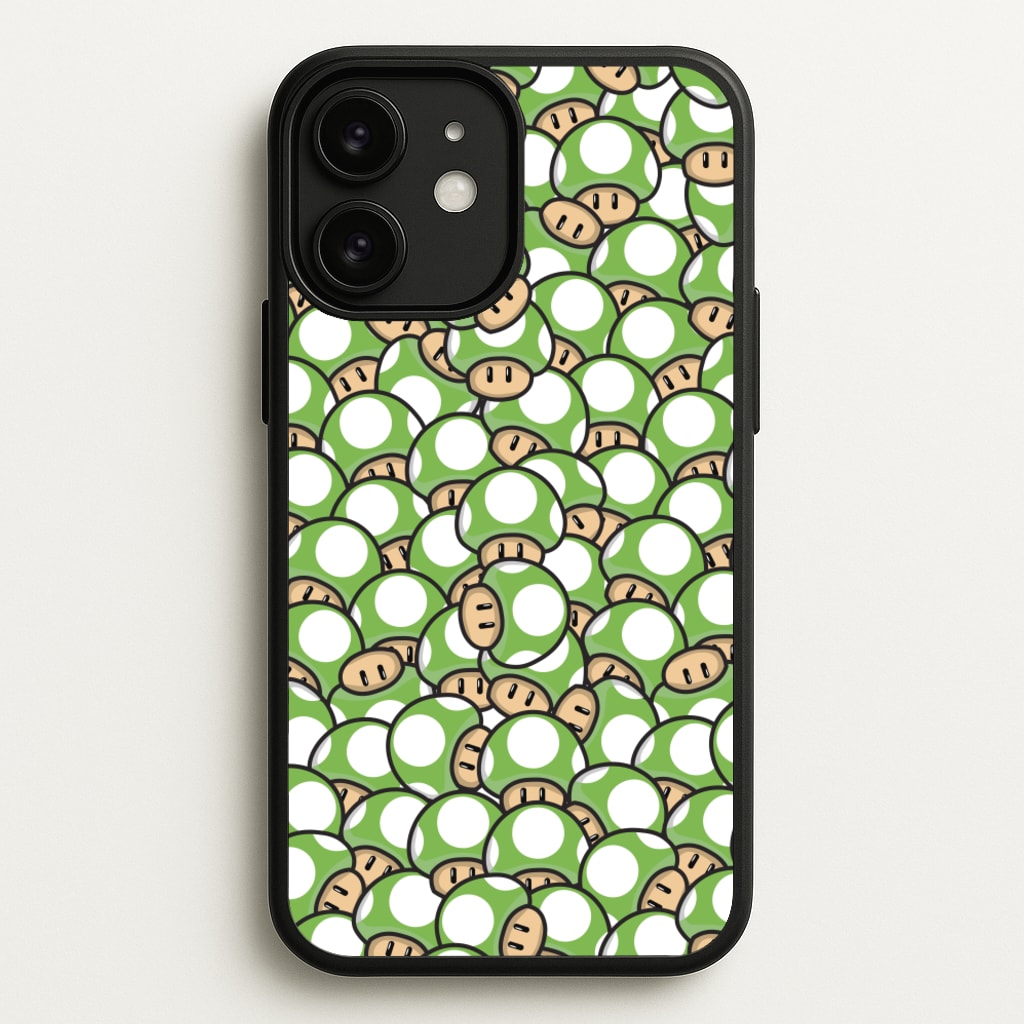 Mushroom Pattern - Green - The Super Mario Bros Phone Case for iPhone 11