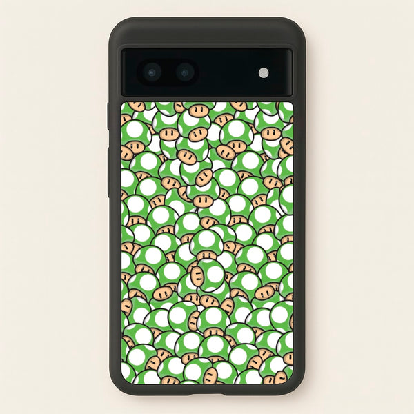 Mushroom Pattern - Green - The Super Mario Bros Phone Case for Google Pixel 6a