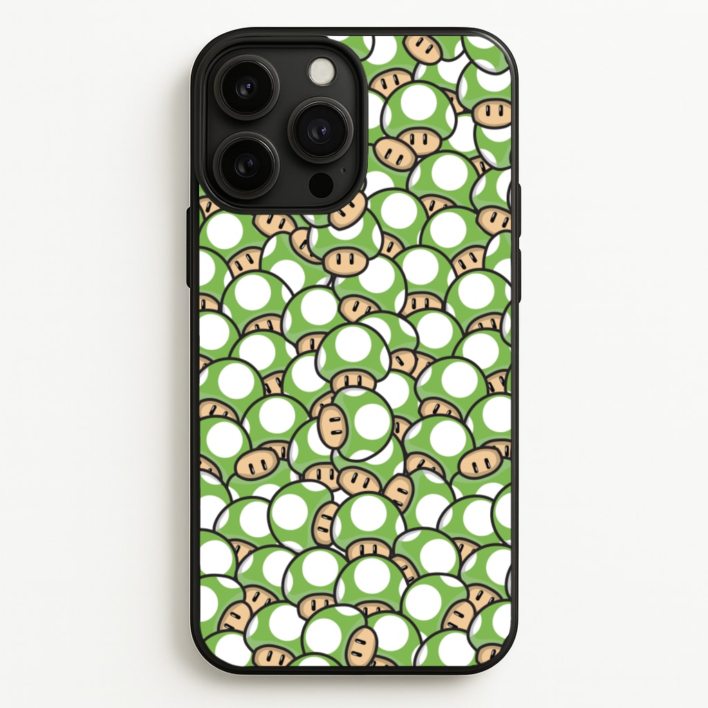 Mushroom Pattern - Green - The Super Mario Bros Phone Case for iPhone 13 Pro Max