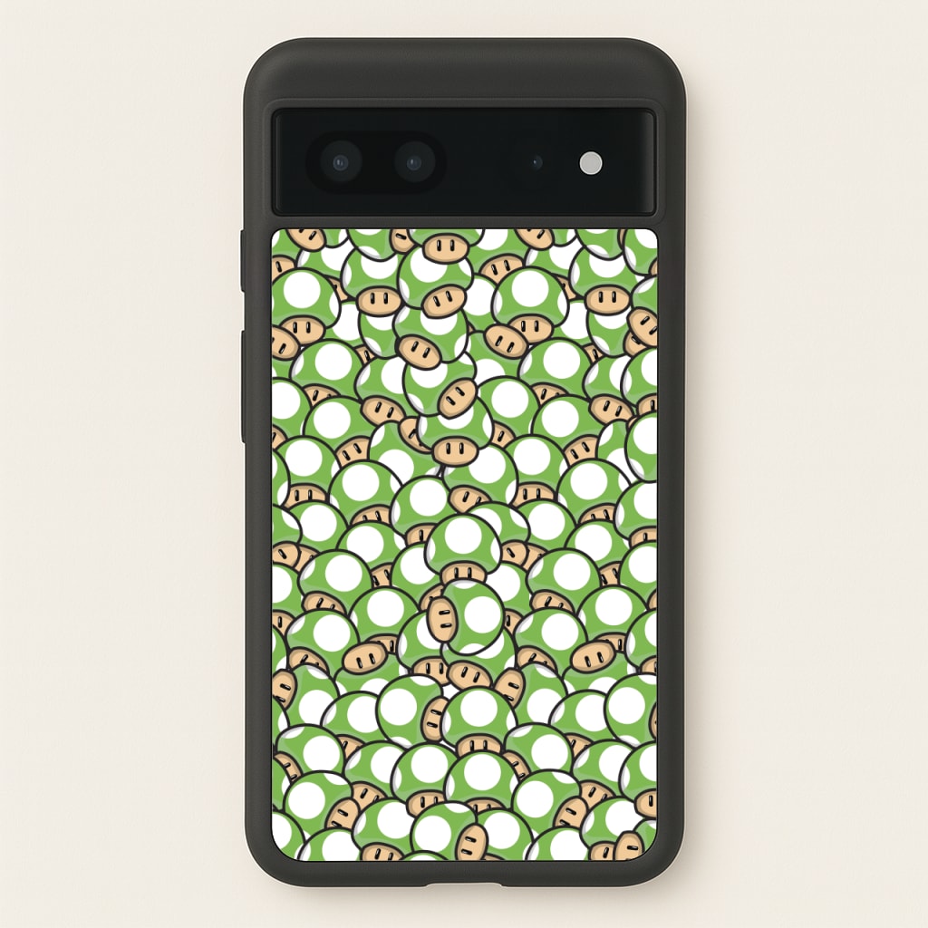 Mushroom Pattern - Green - The Super Mario Bros Phone Case for Google Pixel 7