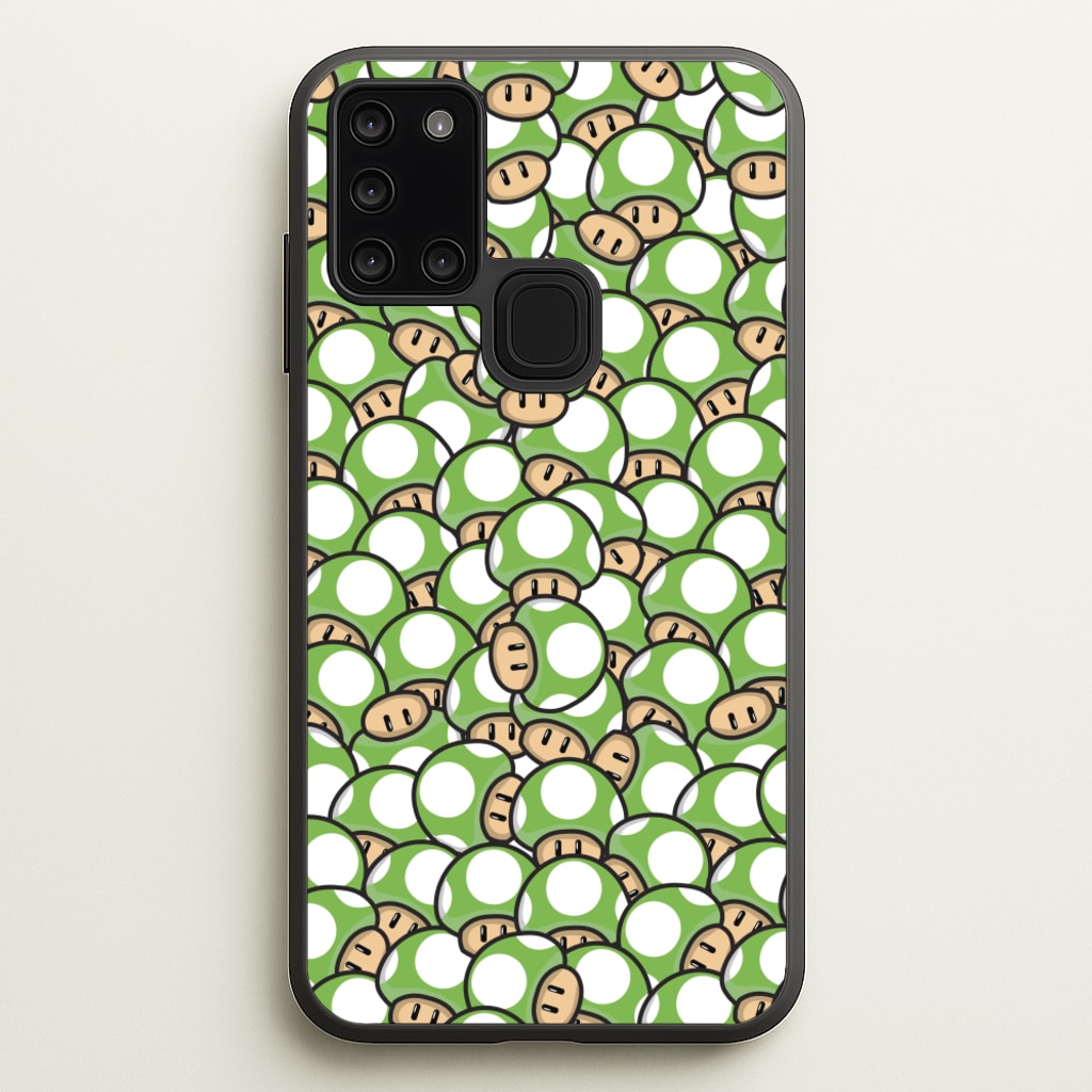 Mushroom Pattern - Green - The Super Mario Bros Phone Case for Galaxy A21s