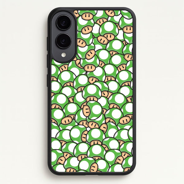 Mushroom Pattern - Green - The Super Mario Bros Phone Case for Galaxy S25 Edge