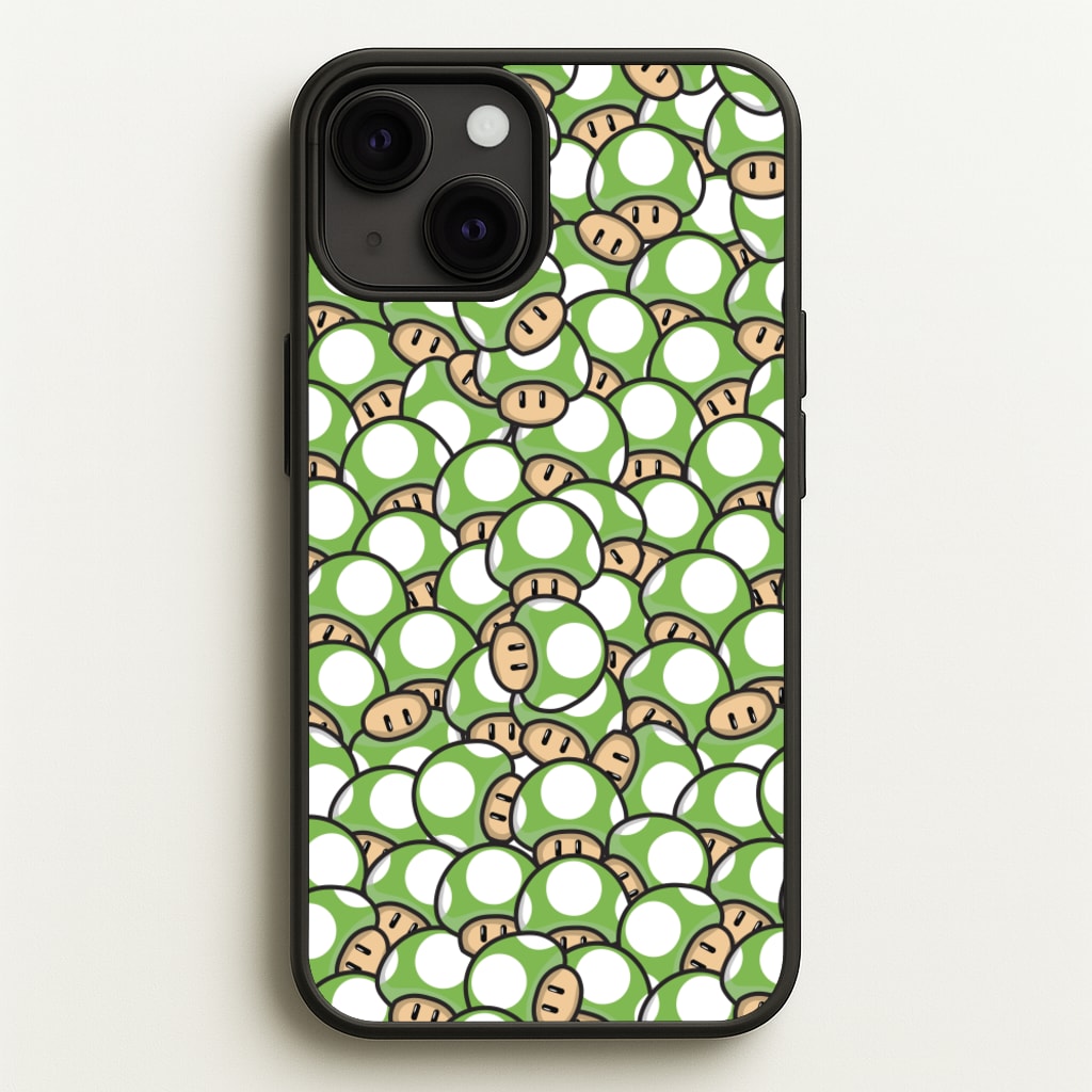 Mushroom Pattern - Green - The Super Mario Bros Phone Case for iPhone 13