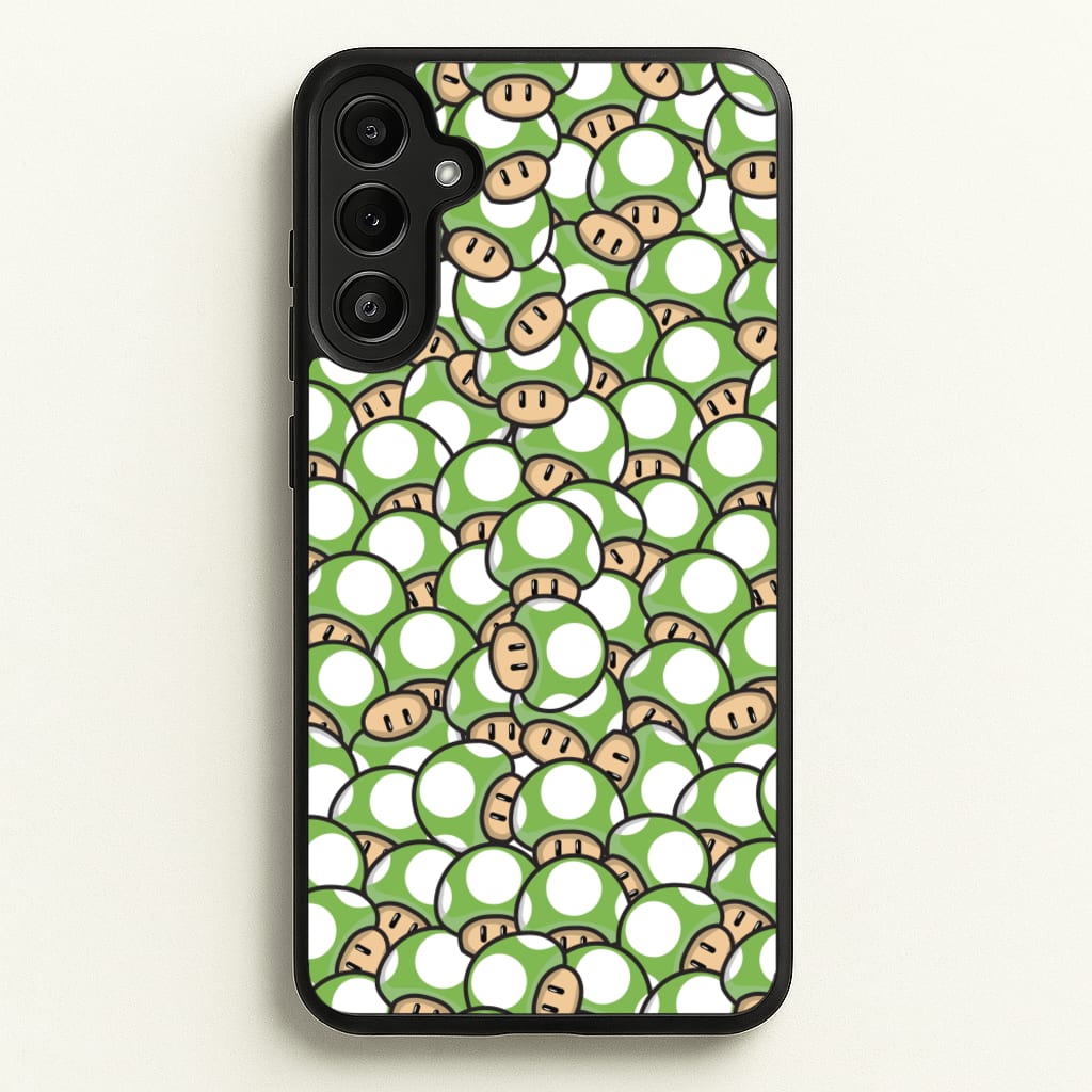 Mushroom Pattern - Green - The Super Mario Bros Phone Case for Galaxy A34