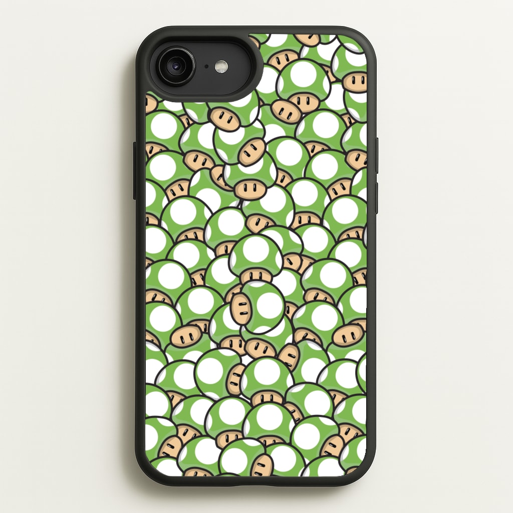 Mushroom Pattern - Green - The Super Mario Bros Phone Case for iPhone 6 Plus / 7 Plus / 8 Plus