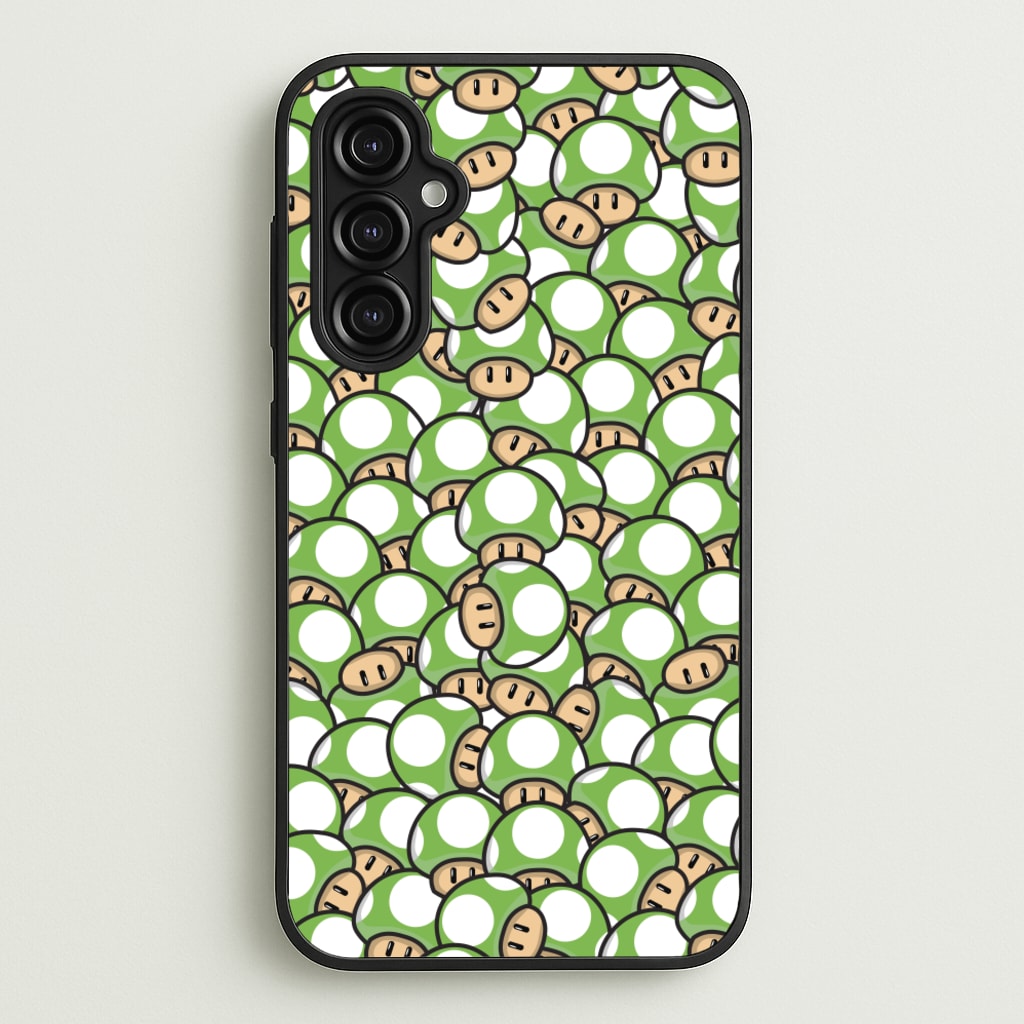 Mushroom Pattern - Green - The Super Mario Bros Phone Case for Galaxy A14