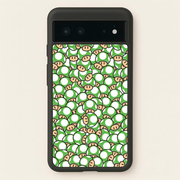 Mushroom Pattern - Green - The Super Mario Bros Phone Case for Google Pixel 6