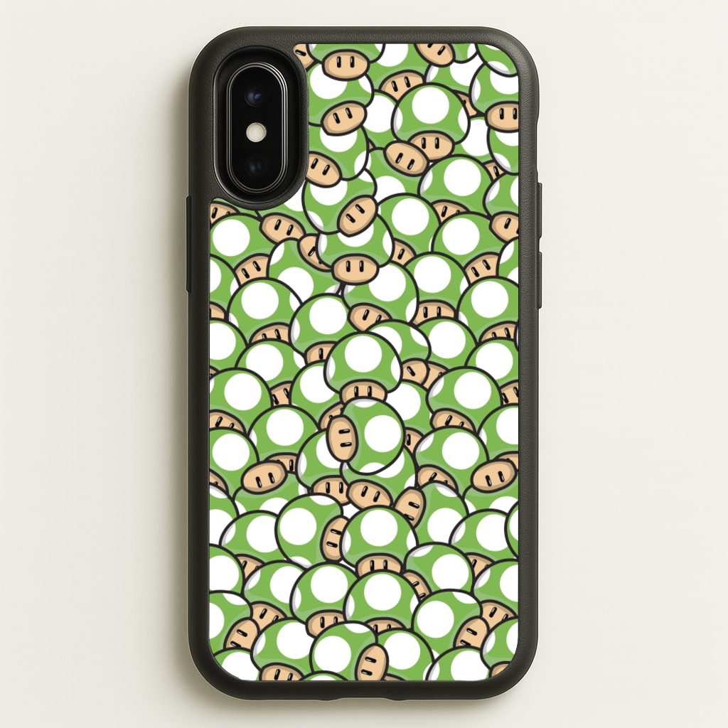 Mushroom Pattern - Green - The Super Mario Bros Phone Case for iPhone X / XS