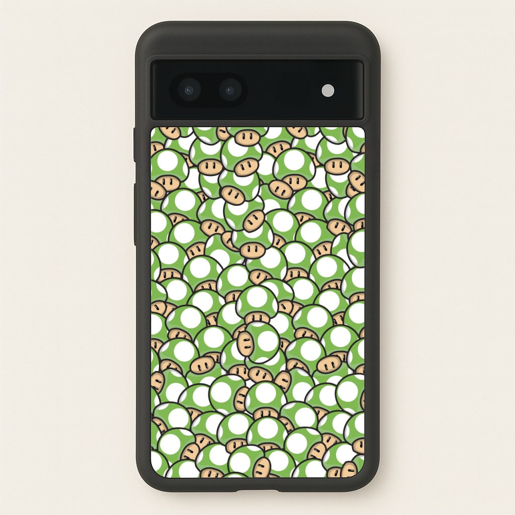 Mushroom Pattern - Green - The Super Mario Bros Phone Case for Google Pixel 7a