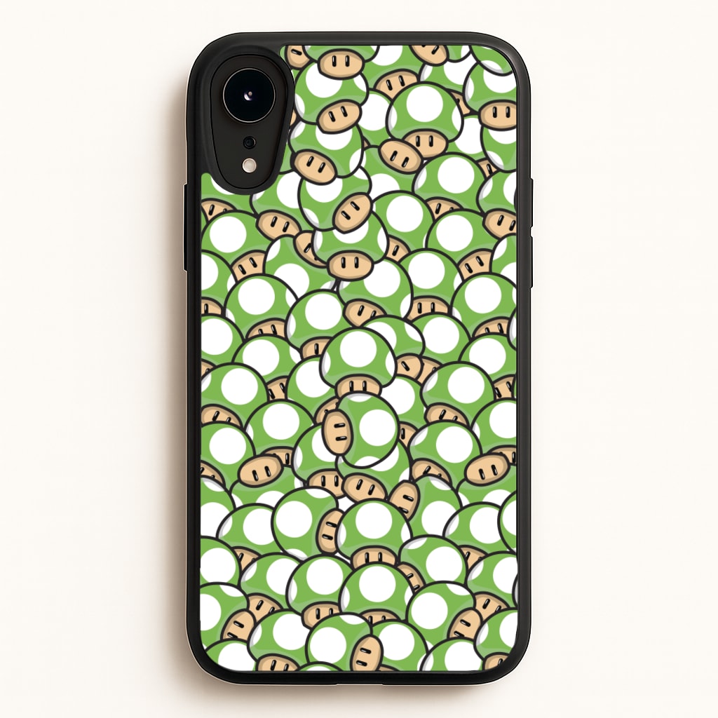 Mushroom Pattern - Green - The Super Mario Bros Phone Case for iPhone XR