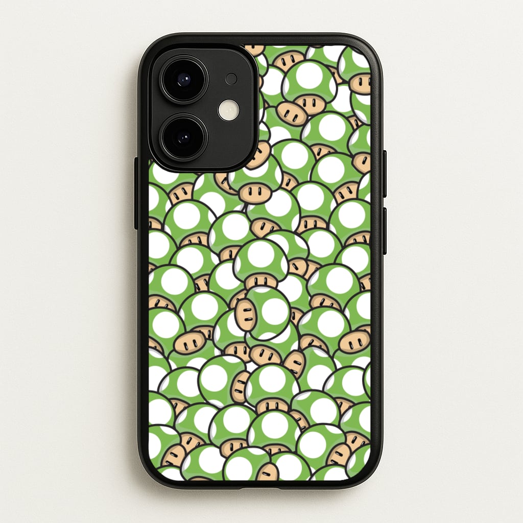 Mushroom Pattern - Green - The Super Mario Bros Phone Case for iPhone 12 Mini