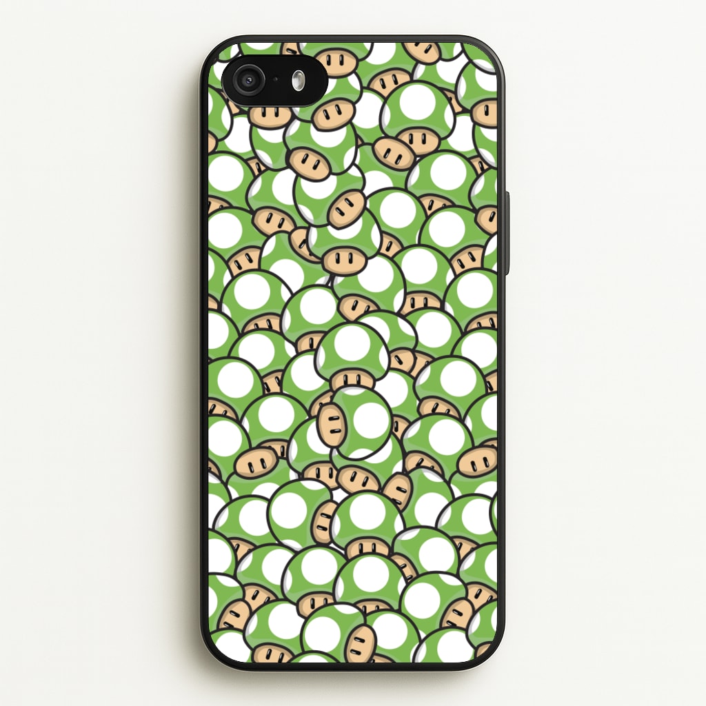 Mushroom Pattern - Green - The Super Mario Bros Phone Case for iPhone 5 / 5s / SE 2016