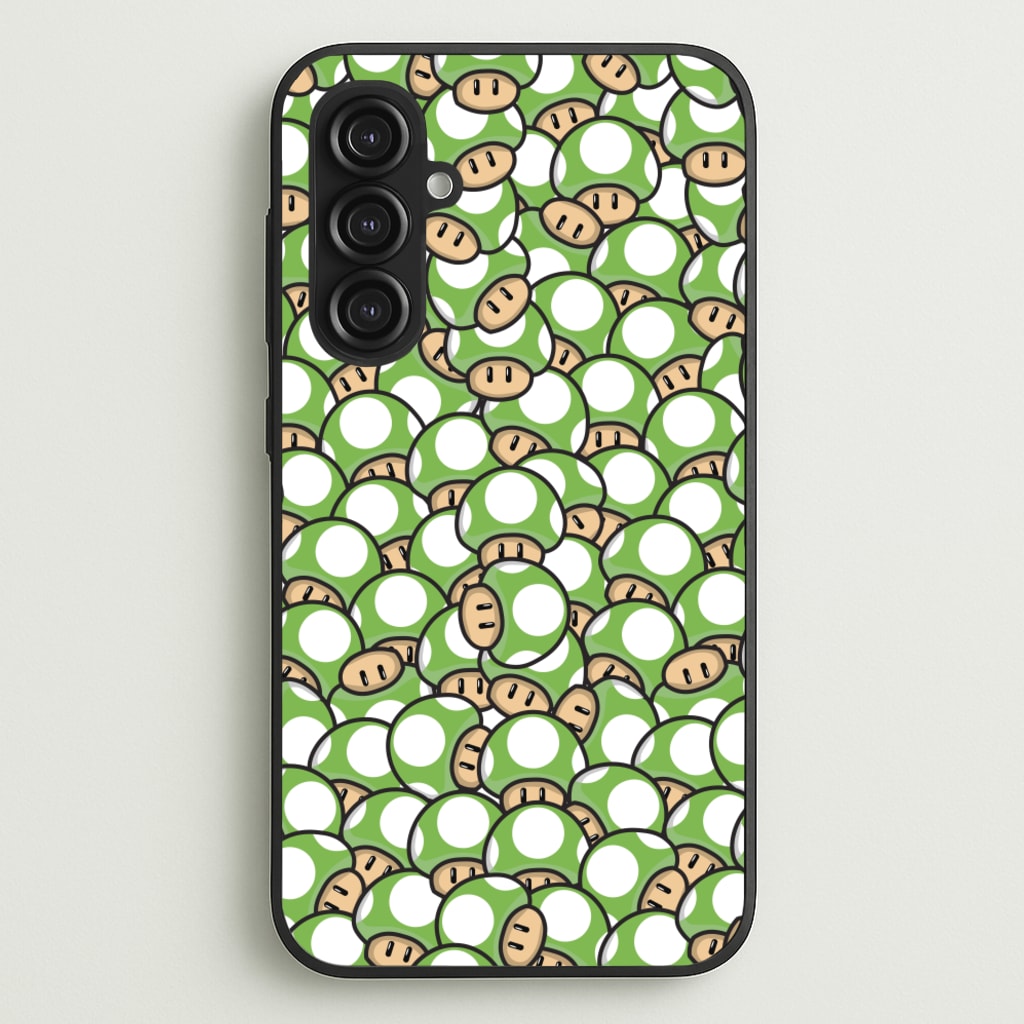 Mushroom Pattern - Green - The Super Mario Bros Phone Case for Galaxy S23FE