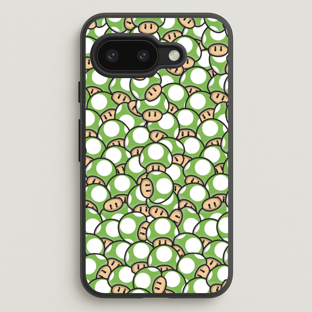Mushroom Pattern - Green - The Super Mario Bros Phone Case for Google Pixel 9a