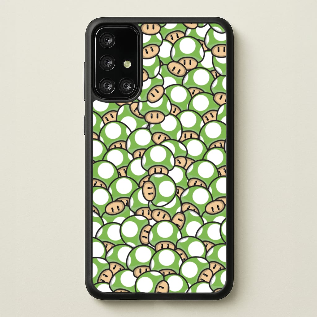 Mushroom Pattern - Green - The Super Mario Bros Phone Case for Galaxy A71