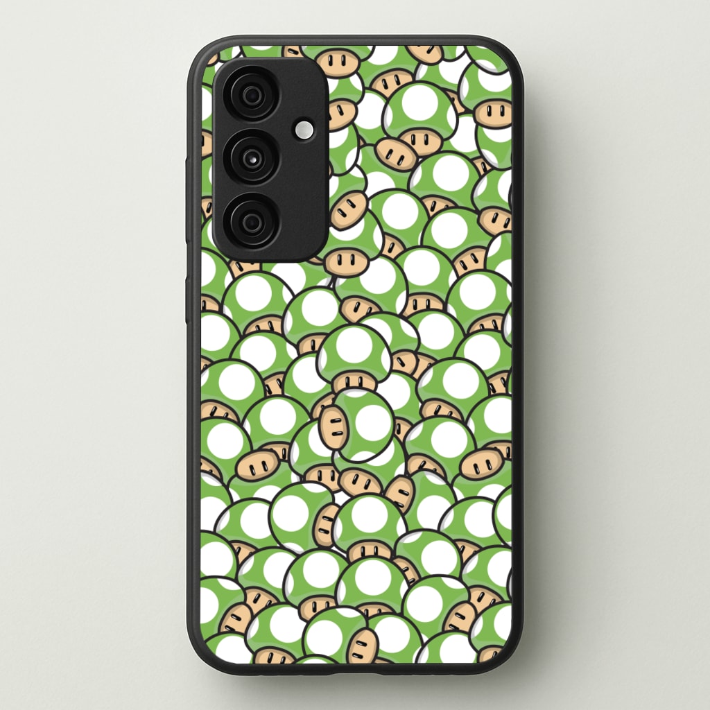 Mushroom Pattern - Green - The Super Mario Bros Phone Case for Galaxy A35