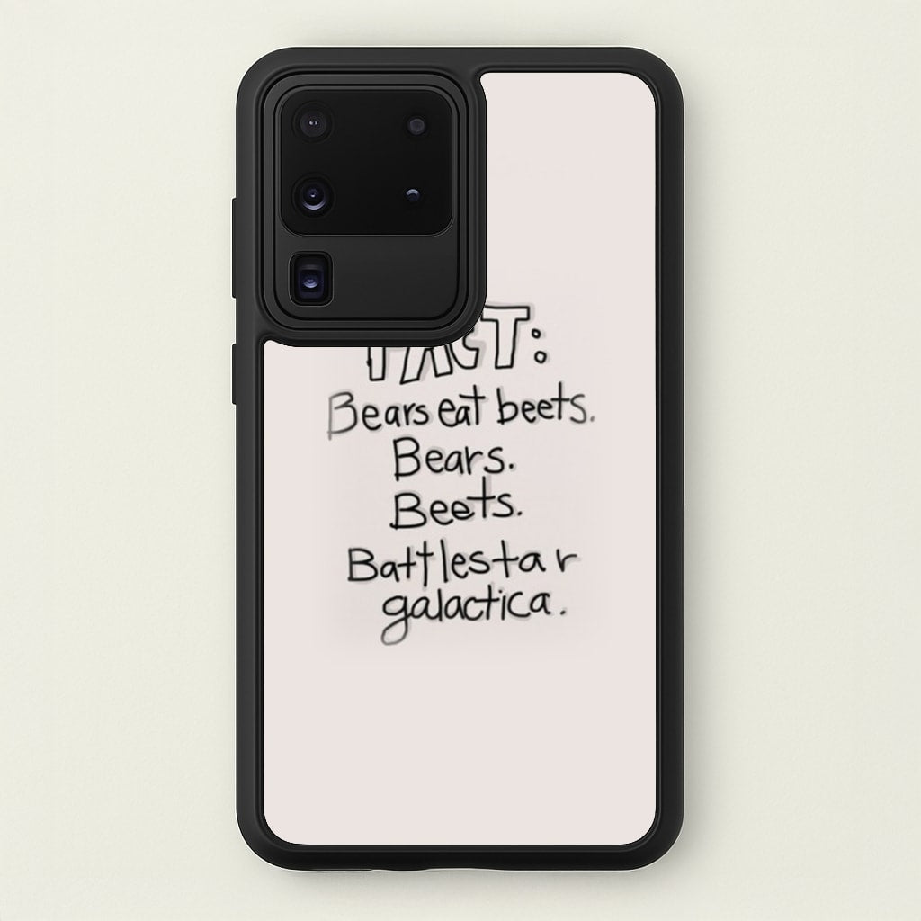 Fact - Bears Eat Beets - Bears, Beets, Battlestar Galactica - The Office Phone Case for Galaxy S20 Ultra