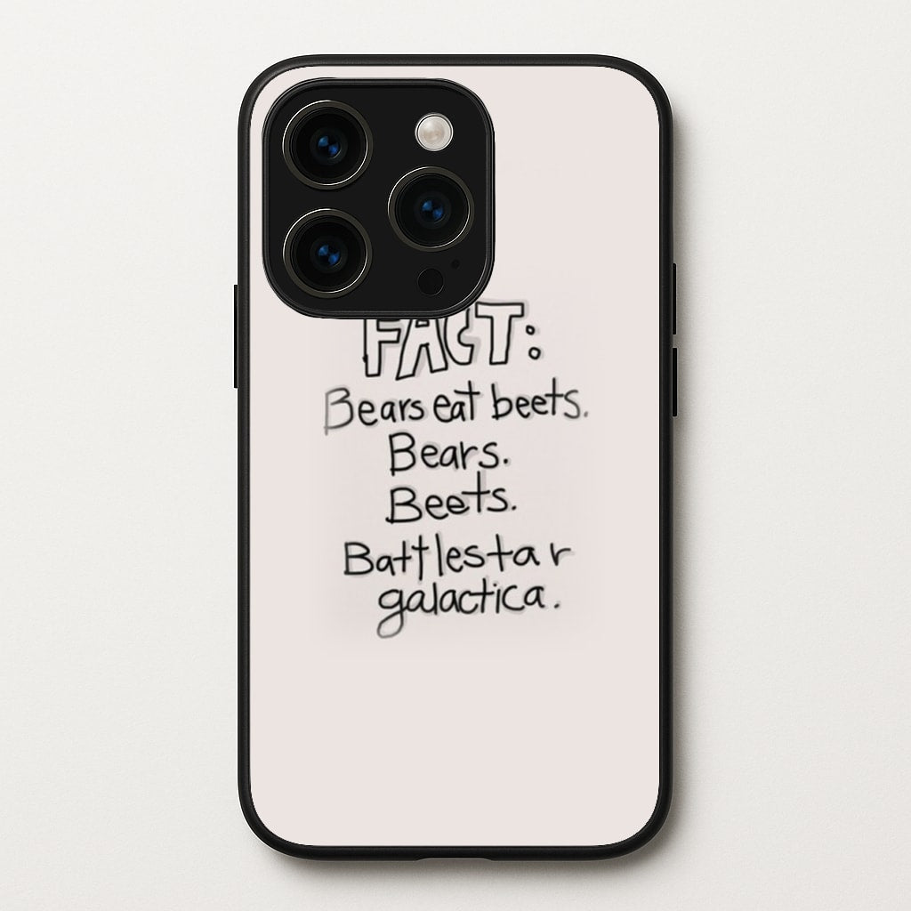 Fact - Bears Eat Beets - Bears, Beets, Battlestar Galactica - The Office Phone Case for iPhone 14 Pro