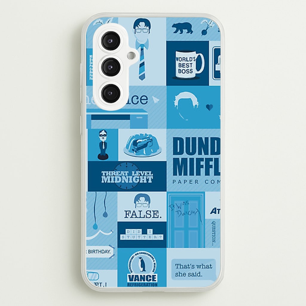 Office Blue Patchwork - The Office Phone Case for Galaxy S23FE