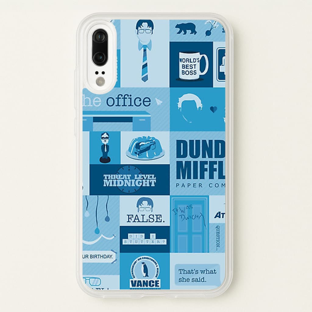 Office Blue Patchwork - The Office Phone Case for Huawei P20