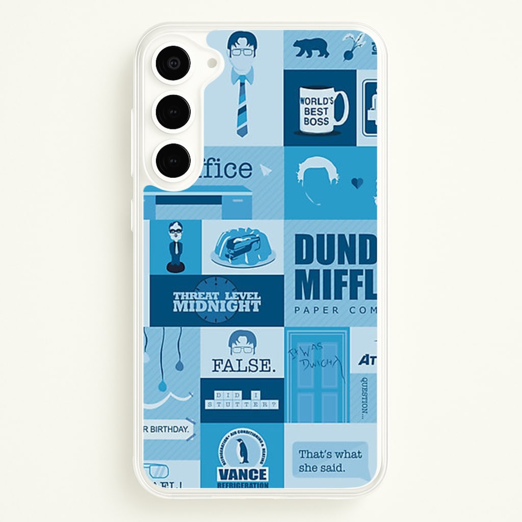 Office Blue Patchwork - The Office Phone Case for Galaxy S23 Plus