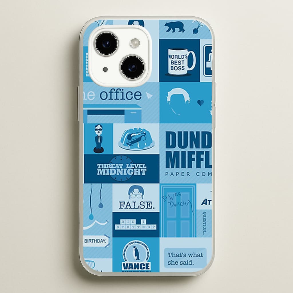 Office Blue Patchwork - The Office Phone Case for iPhone 14