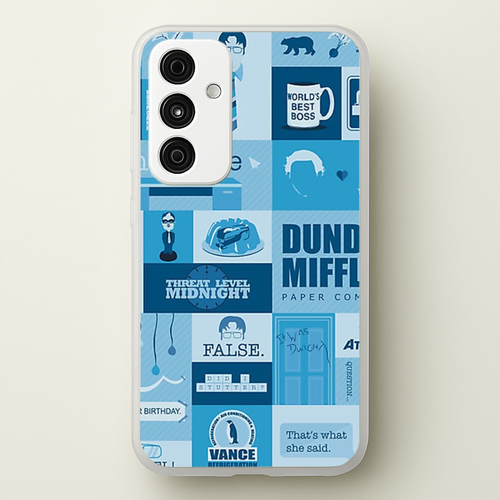 Office Blue Patchwork - The Office Phone Case for Galaxy A55