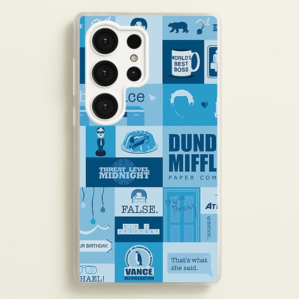 Office Blue Patchwork - The Office Phone Case for Galaxy S25 Ultra