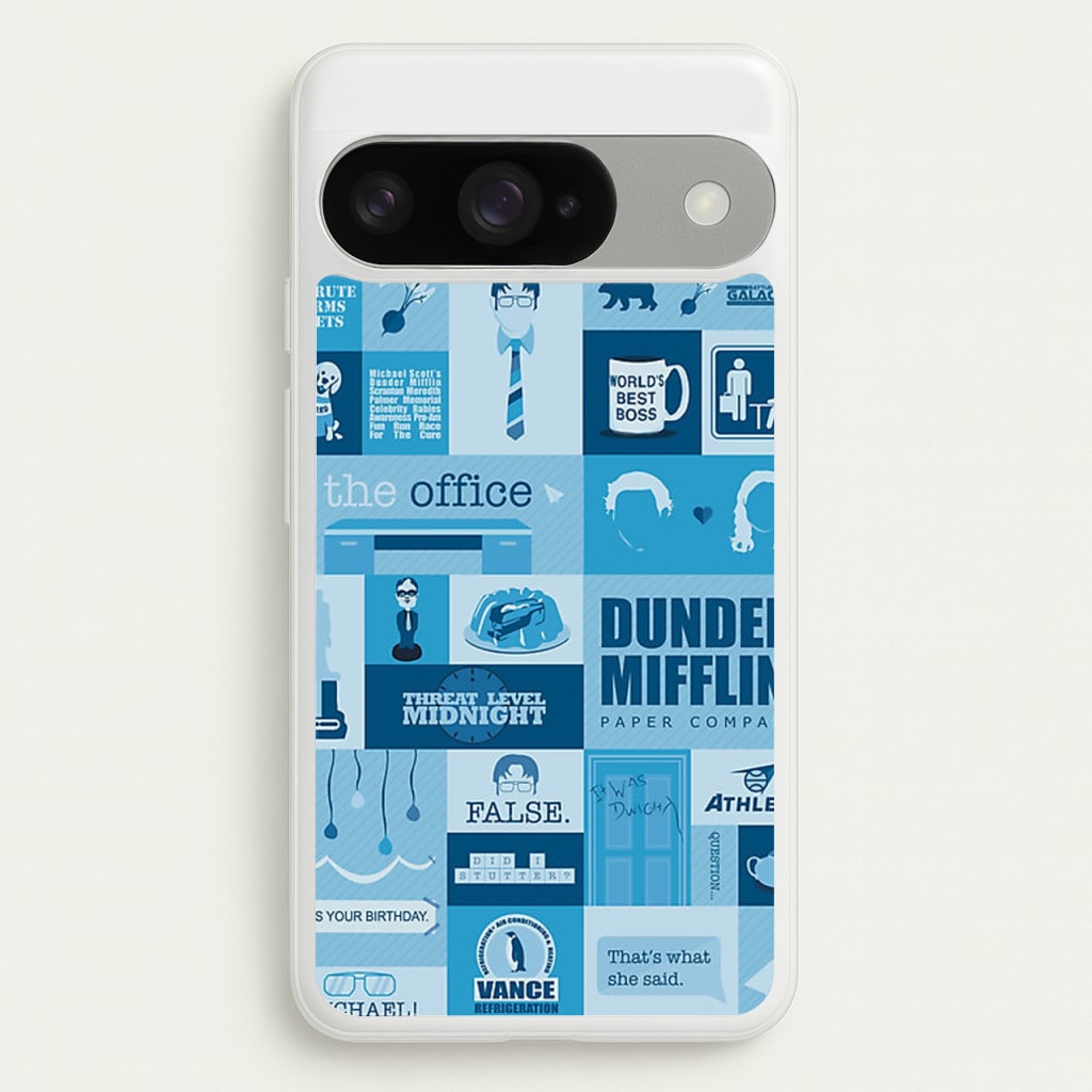 Office Blue Patchwork Phone Case for Google Pixel 10 / 10 Pro