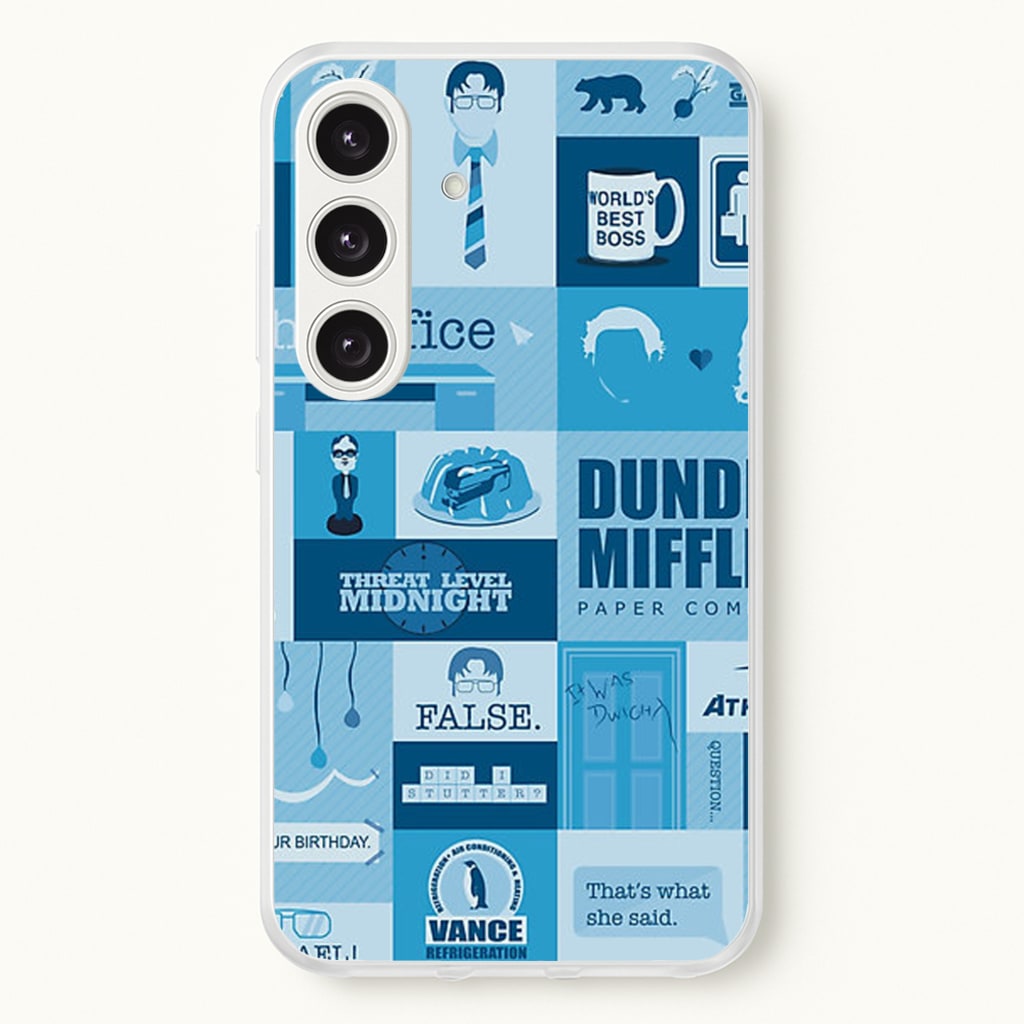 Office Blue Patchwork - The Office Phone Case for Galaxy S24FE