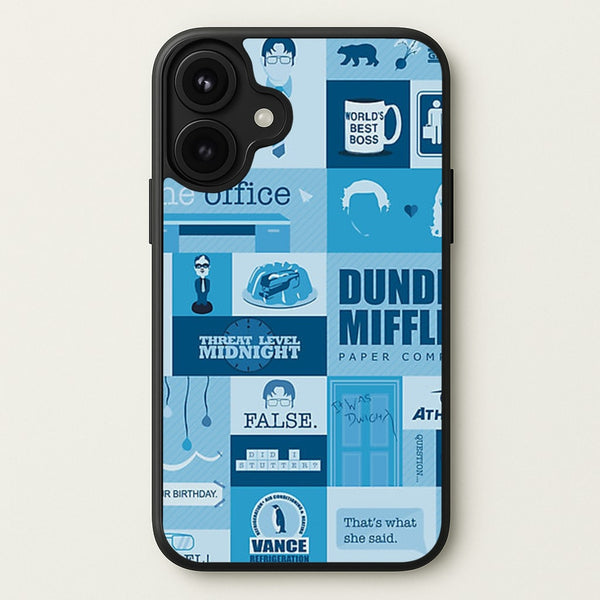 Office Blue Patchwork Phone Case for iPhone 17