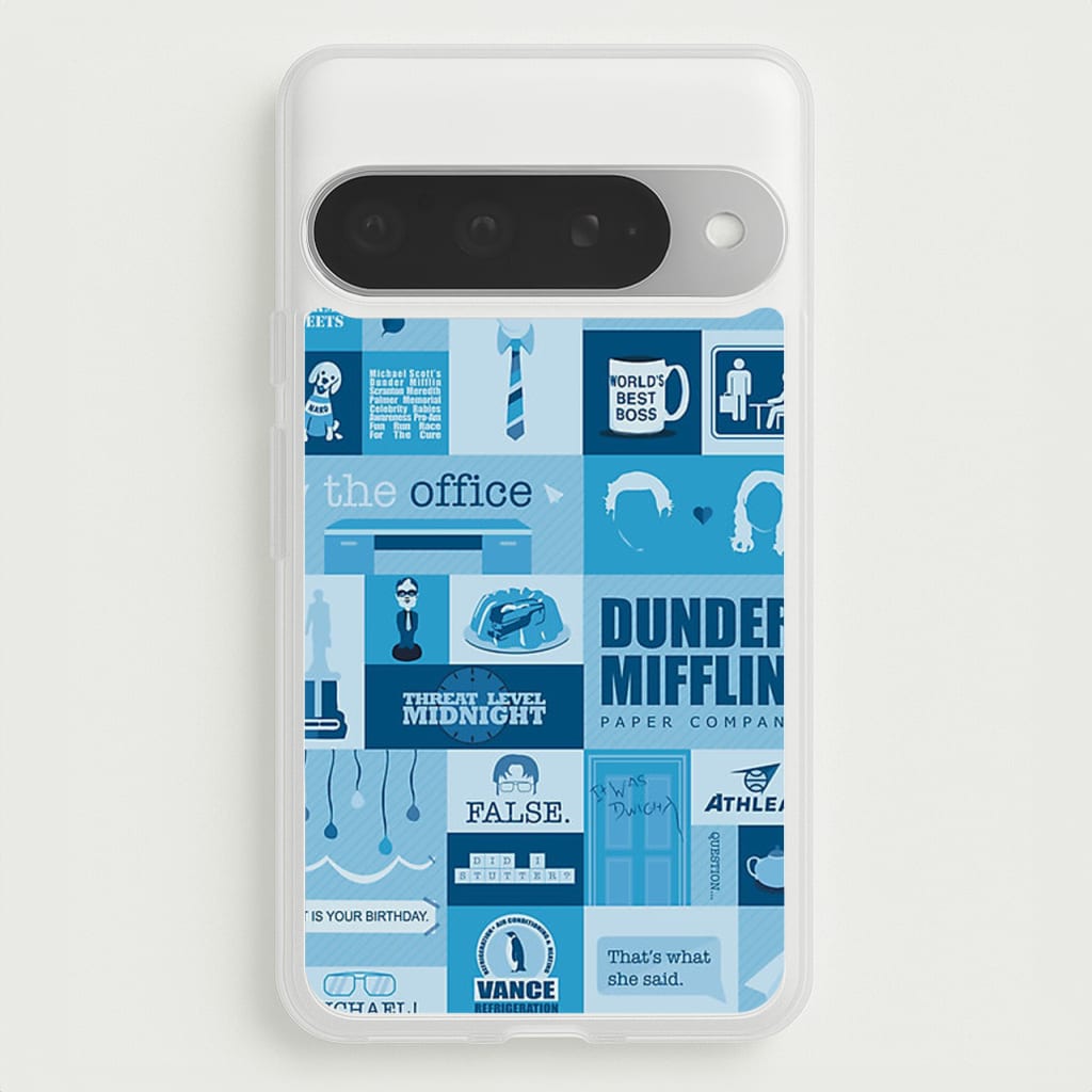 Office Blue Patchwork Phone Case for Google Pixel 10 Pro XL