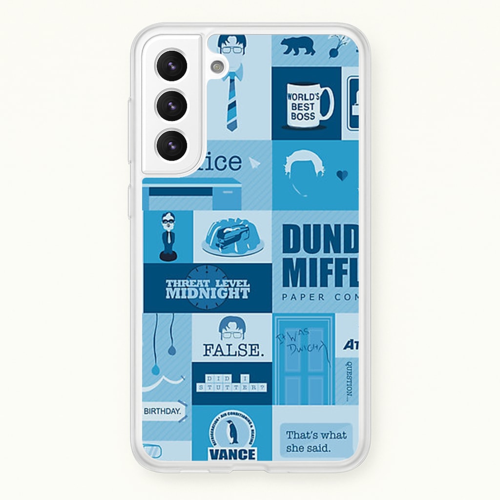 Office Blue Patchwork - The Office Phone Case for Galaxy S21