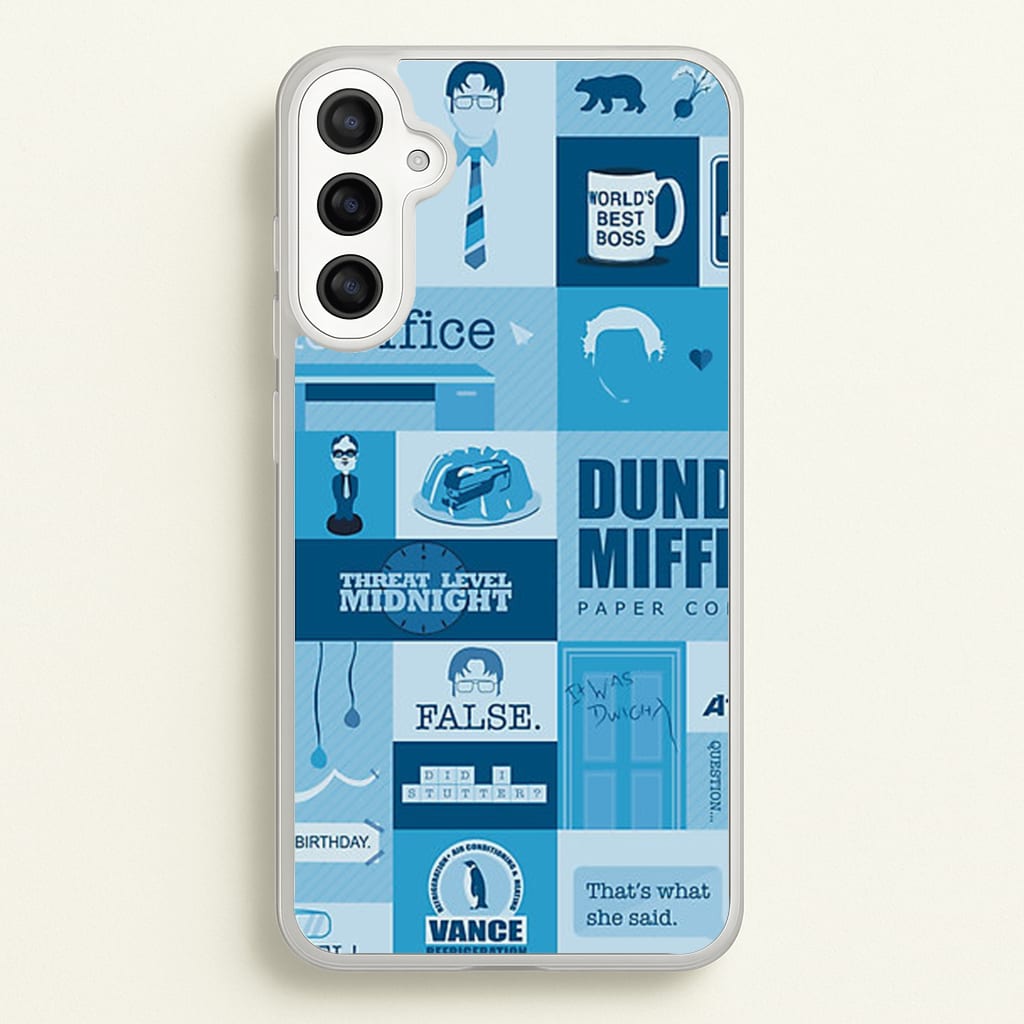 Office Blue Patchwork - The Office Phone Case for Galaxy A34