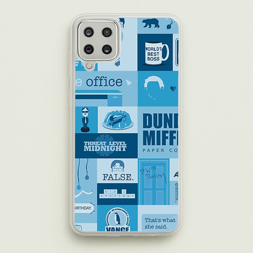 Office Blue Patchwork - The Office Phone Case for Galaxy A12