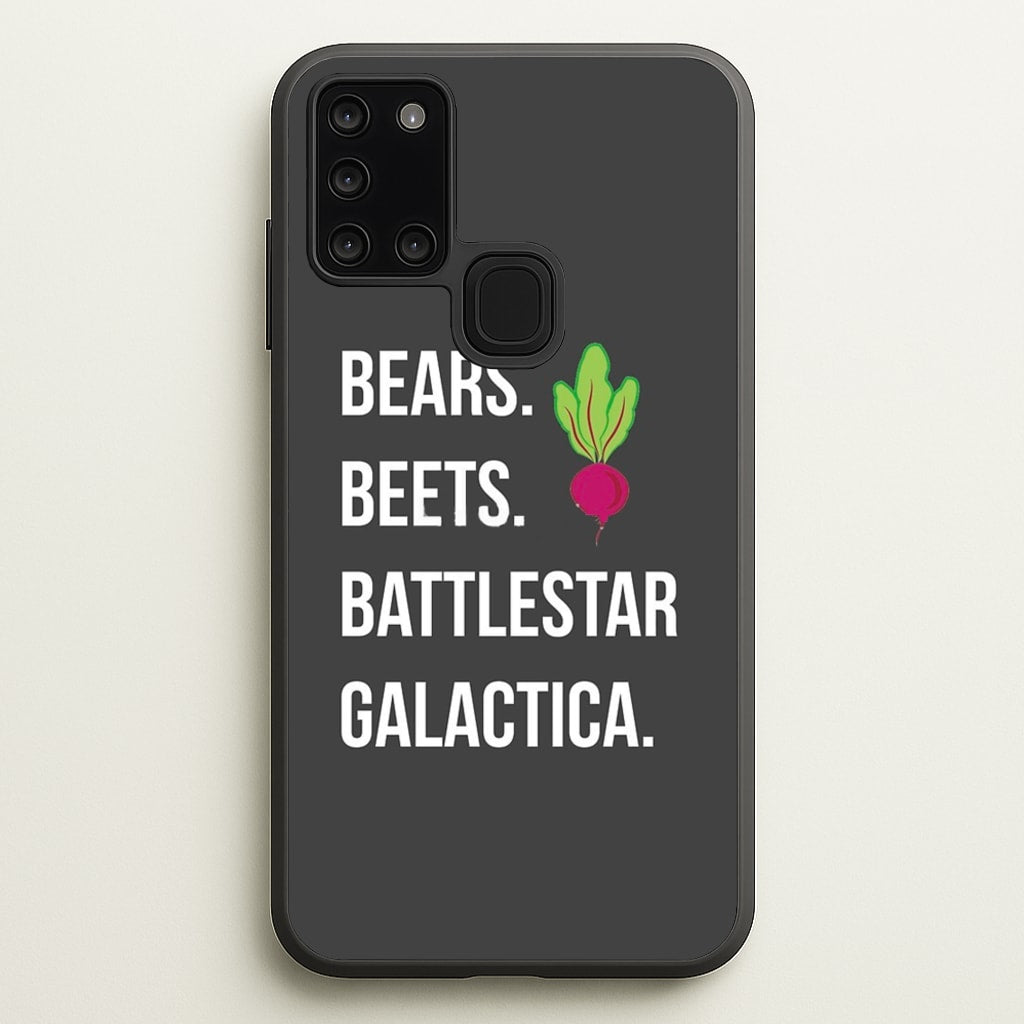 Bears. Beets. Battlestar Galactica Illustration - The Office Phone Case for Galaxy A21s