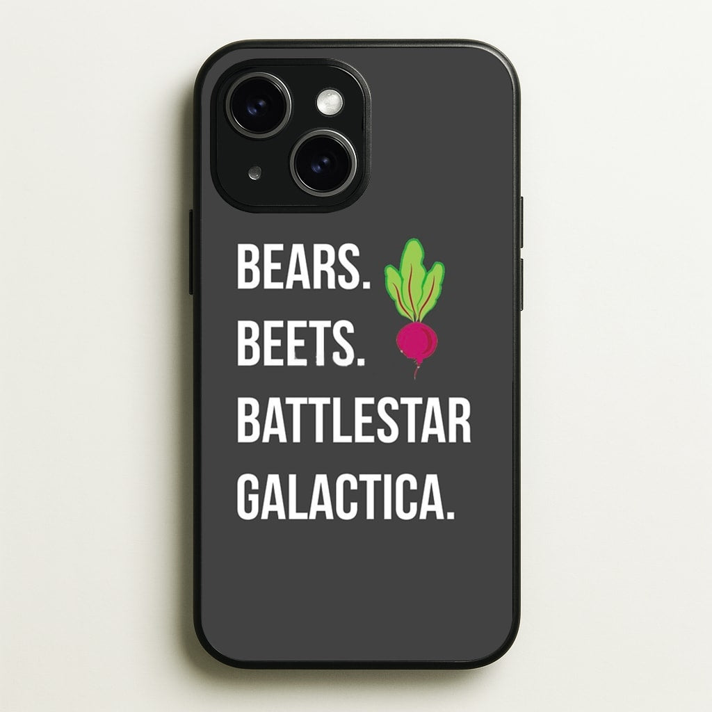 Bears. Beets. Battlestar Galactica Illustration - The Office Phone Case for iPhone 15