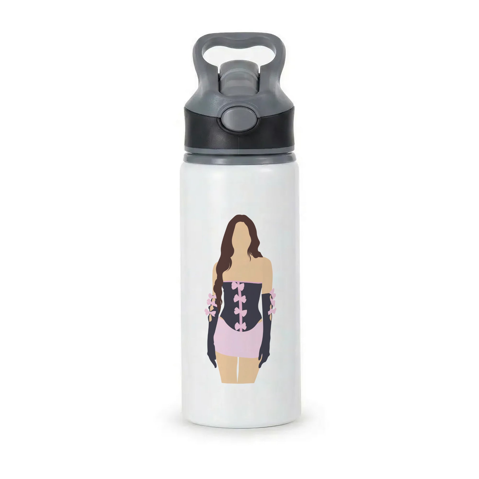 Pink Hearts - Olivia Active Water Bottle - Black