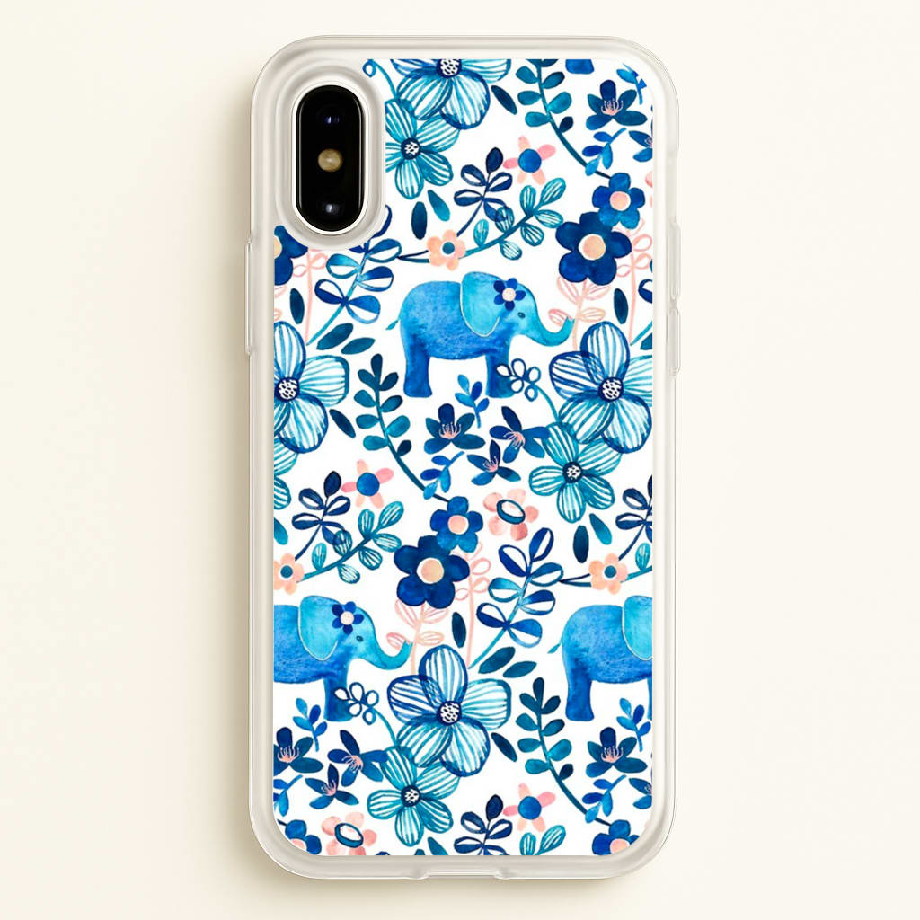Elephant and Floral Pattern - Flamingos Phone Case for iPhone X / XS