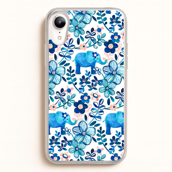 Elephant and Floral Pattern - Flamingos Phone Case for iPhone XR