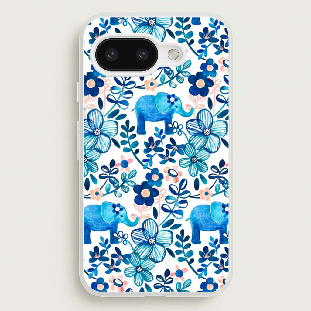 Elephant and Floral Pattern - Flamingos Phone Case for Google Pixel 9a