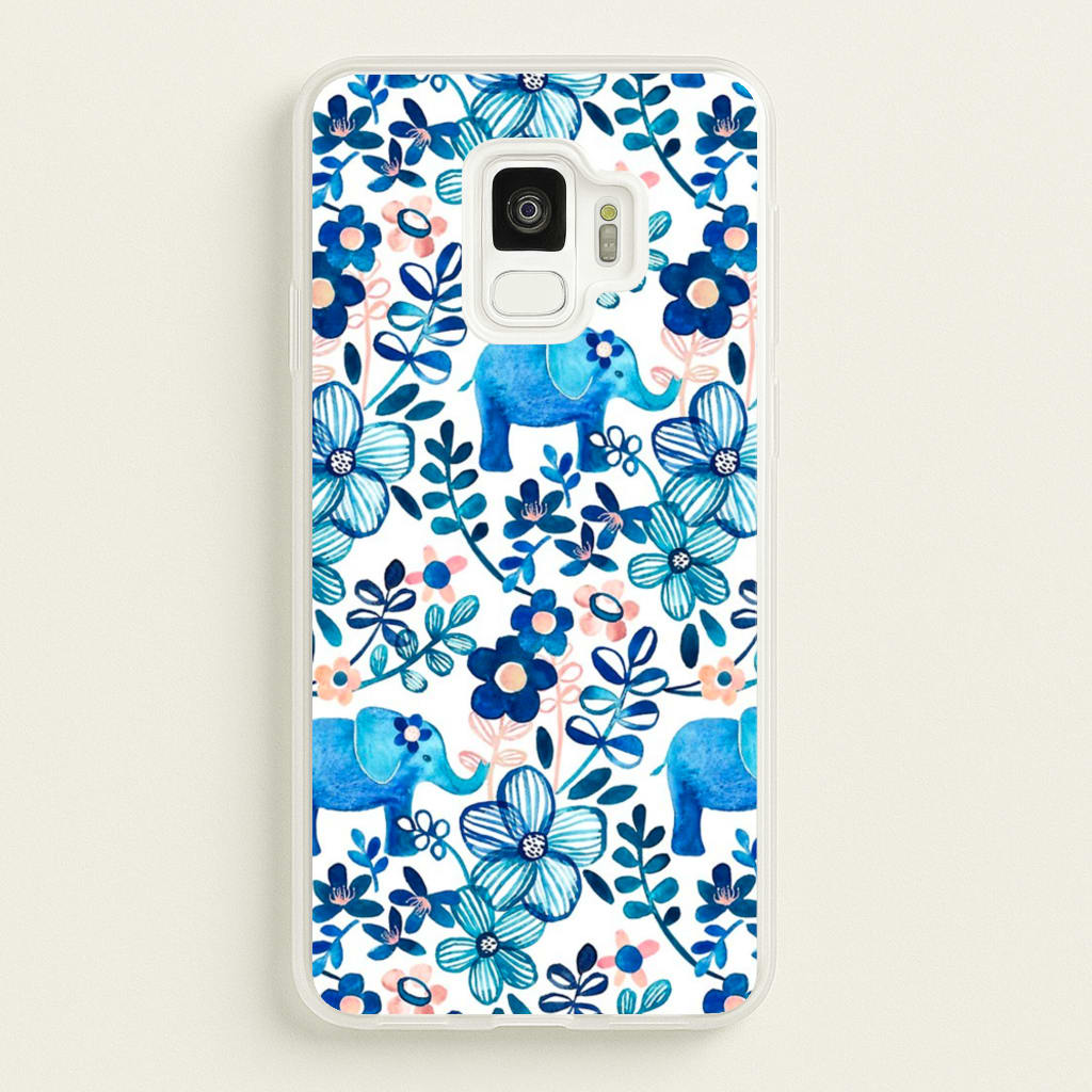 Elephant and Floral Pattern - Flamingos Phone Case for Galaxy S9