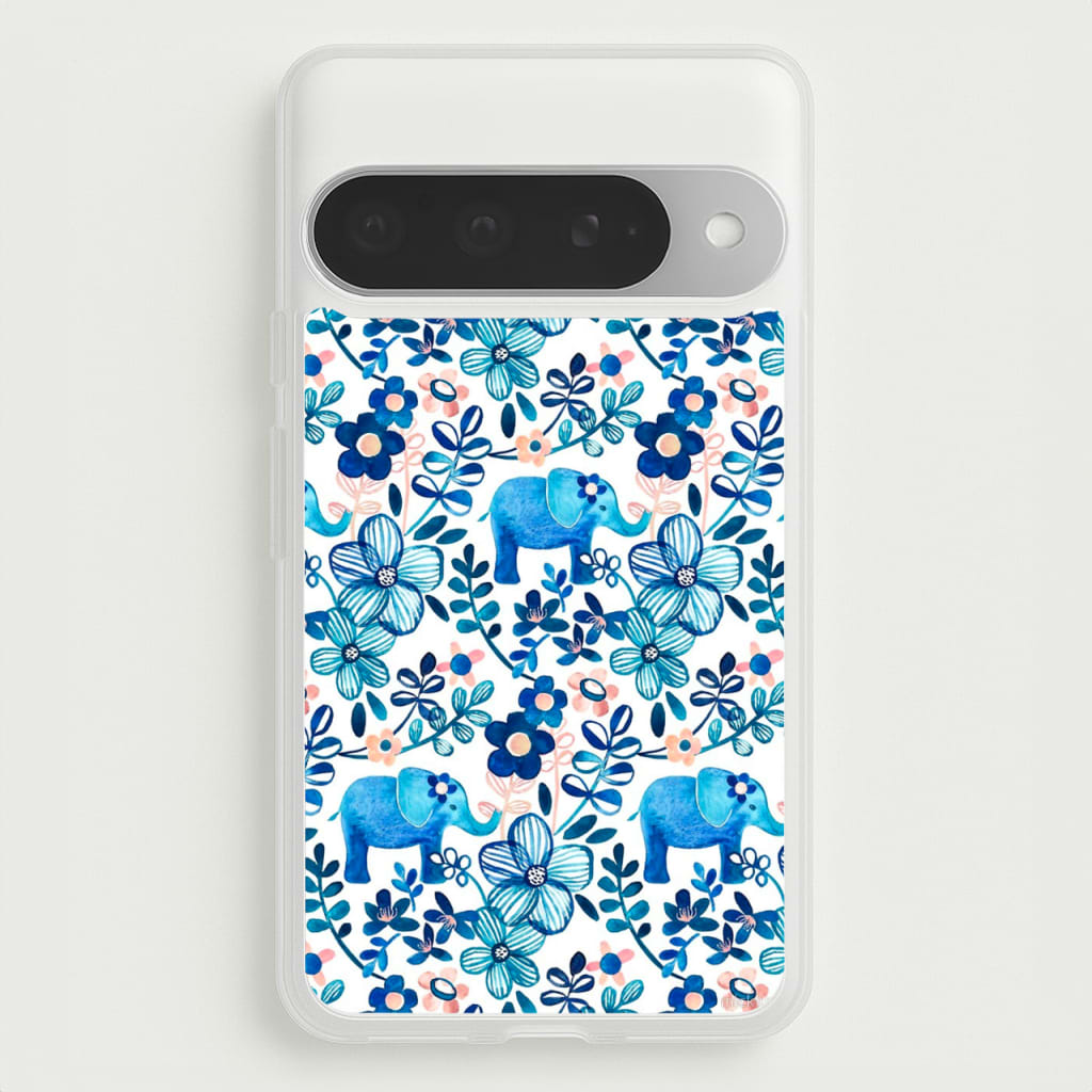 Elephant and Floral Pattern Phone Case for Google Pixel 10 Pro XL