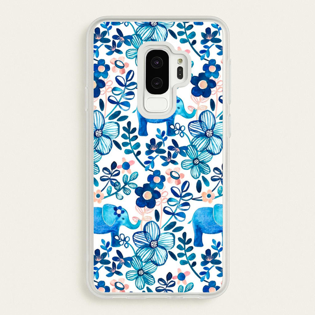 Elephant and Floral Pattern - Flamingos Phone Case for Galaxy S9 Plus