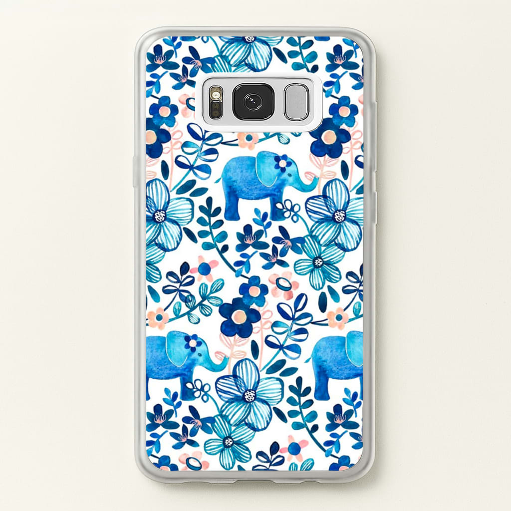 Elephant and Floral Pattern - Flamingos Phone Case for Galaxy S8