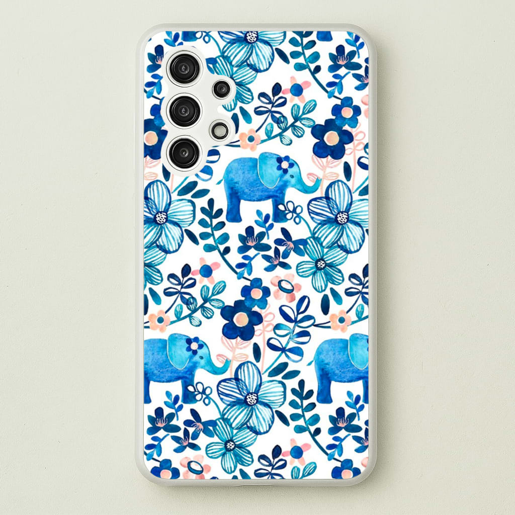 Elephant and Floral Pattern - Flamingos Phone Case for Galaxy A13