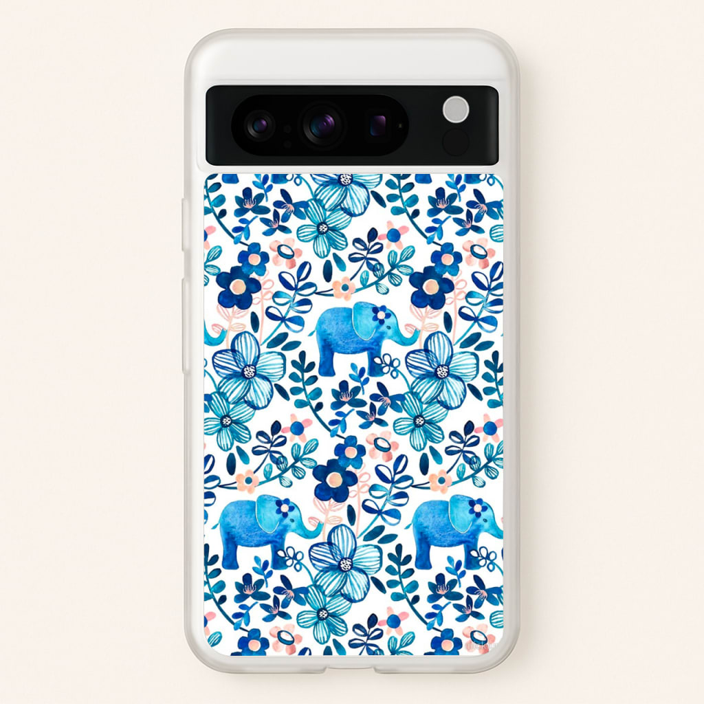 Elephant and Floral Pattern - Flamingos Phone Case for Google Pixel 8 Pro
