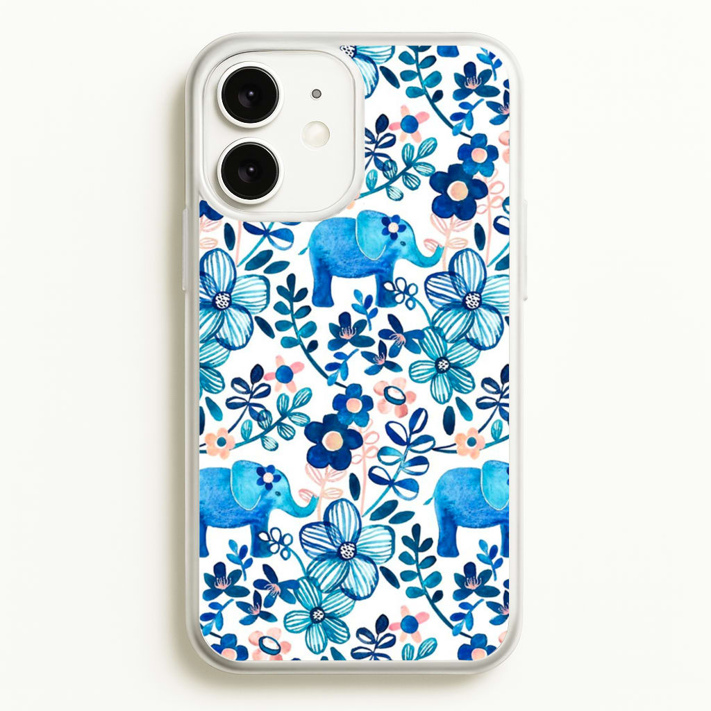 Elephant and Floral Pattern - Flamingos Phone Case for iPhone 11
